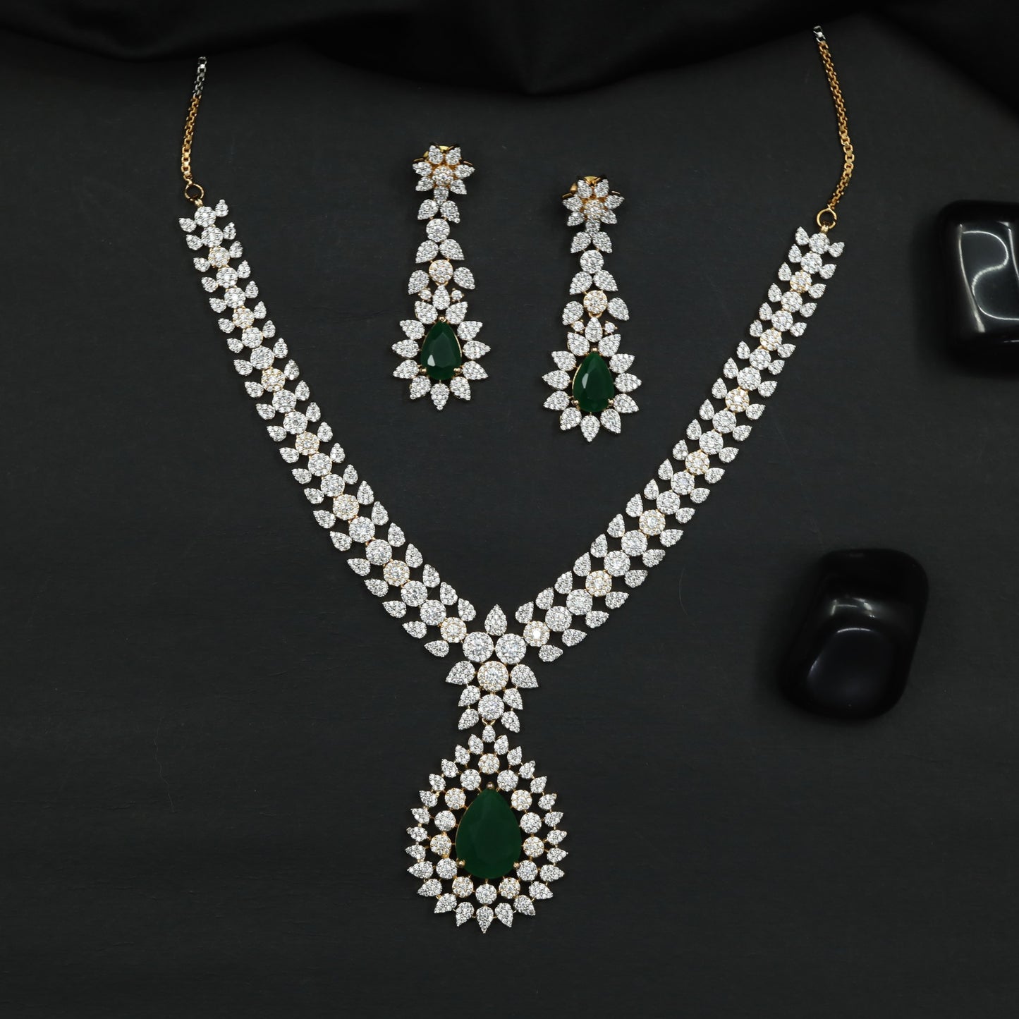 Floral Vine Necklace with Statement Drop Pendant