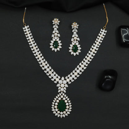 Floral Vine Necklace with Statement Drop Pendant
