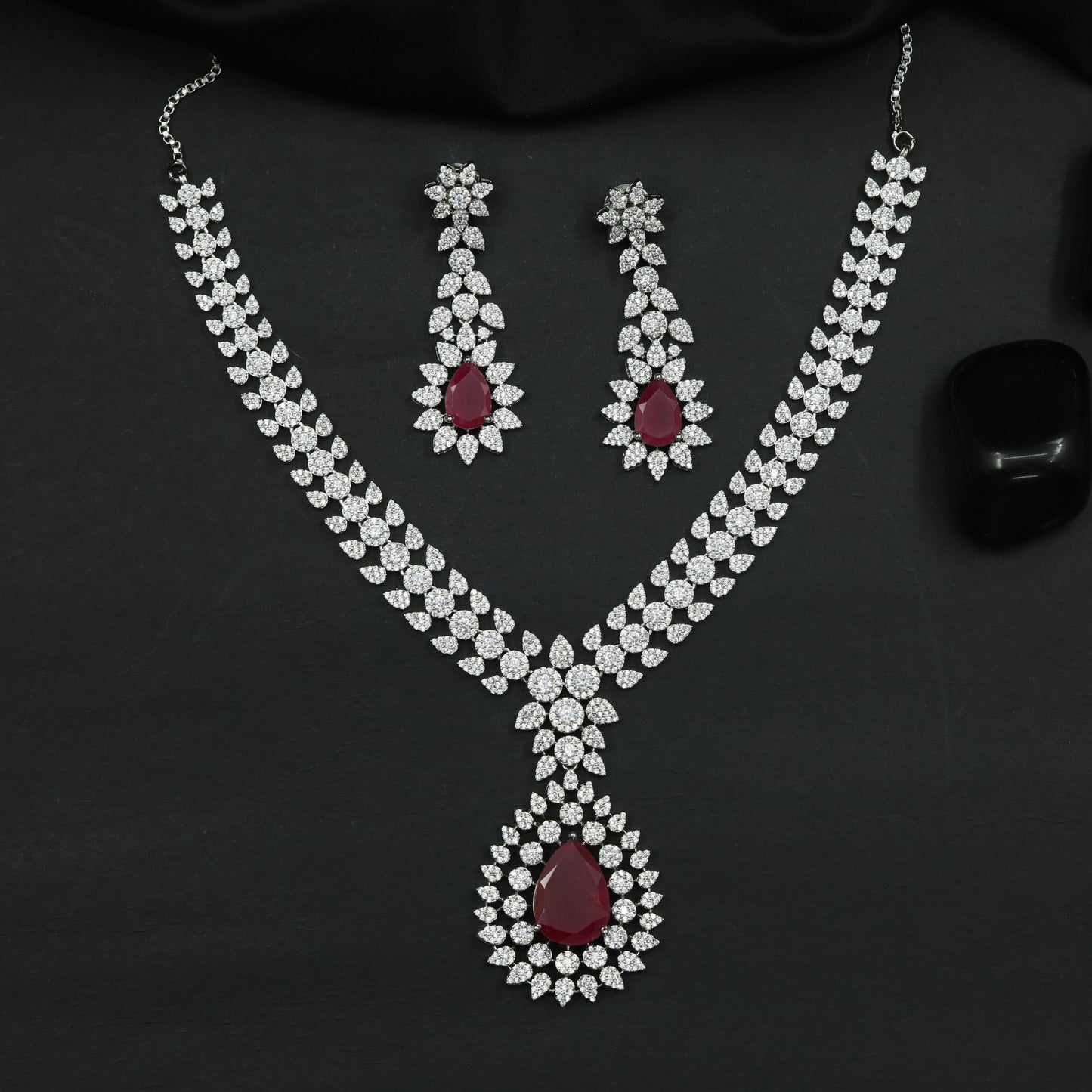 Floral Vine Necklace with Statement Drop Pendant