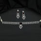 Rhodium Necklace with Multi Row Link Design and Centre Pendant