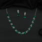 Rhodium Necklace Set with Leaf Links and Floral Clusters