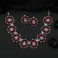 Contemporary Rhodium Necklace with Floral Rosette Pattern