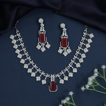 Crystal Fringe Necklace with Geometric Pendant Centerpiece
