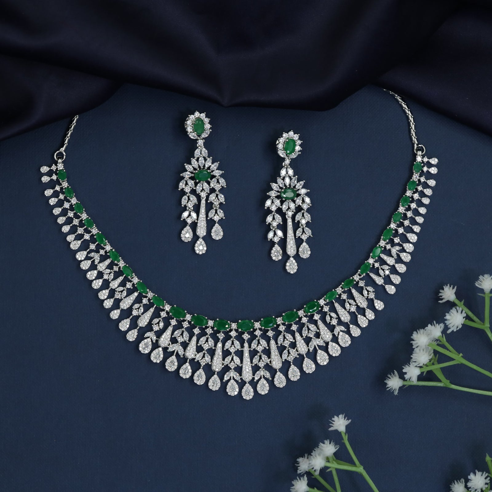 Crystal Fringe Necklace with Graduated Drop Accents