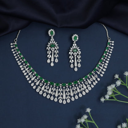 Crystal Fringe Necklace with Graduated Drop Accents