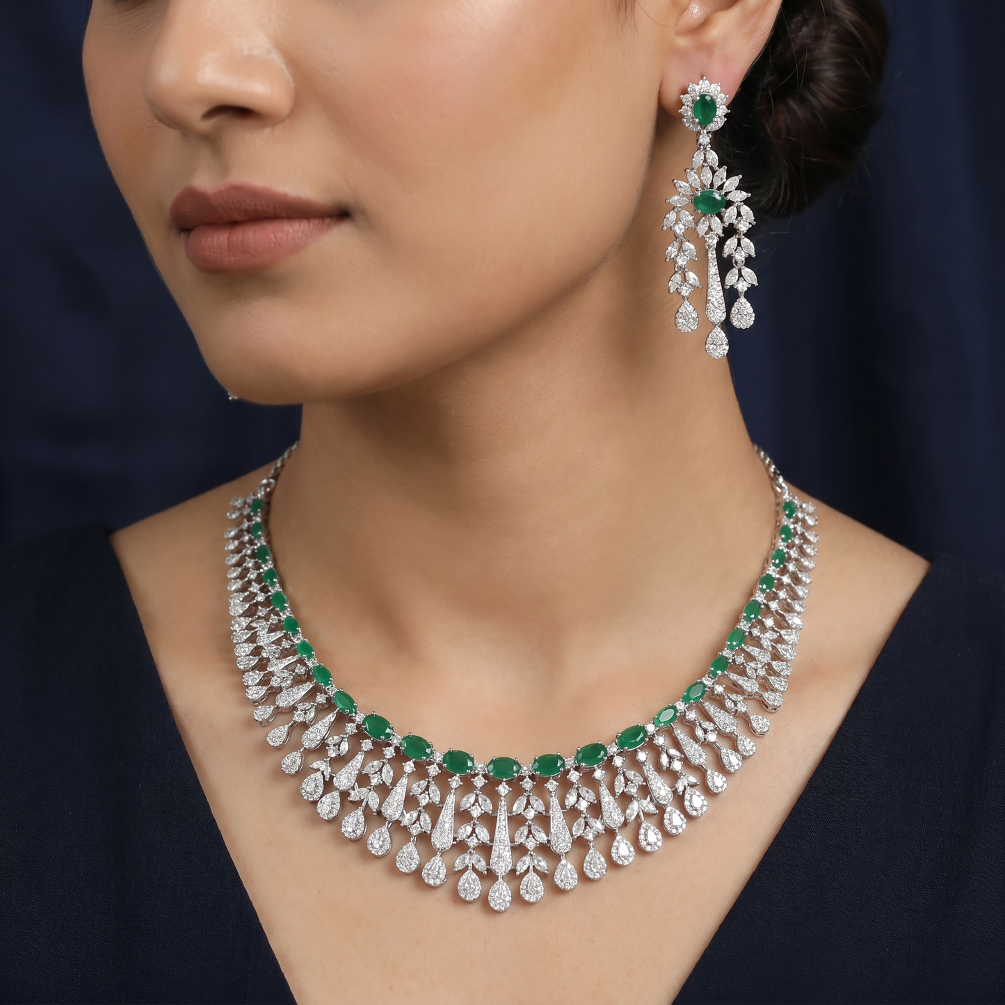 Crystal Fringe Necklace with Graduated Drop Accents