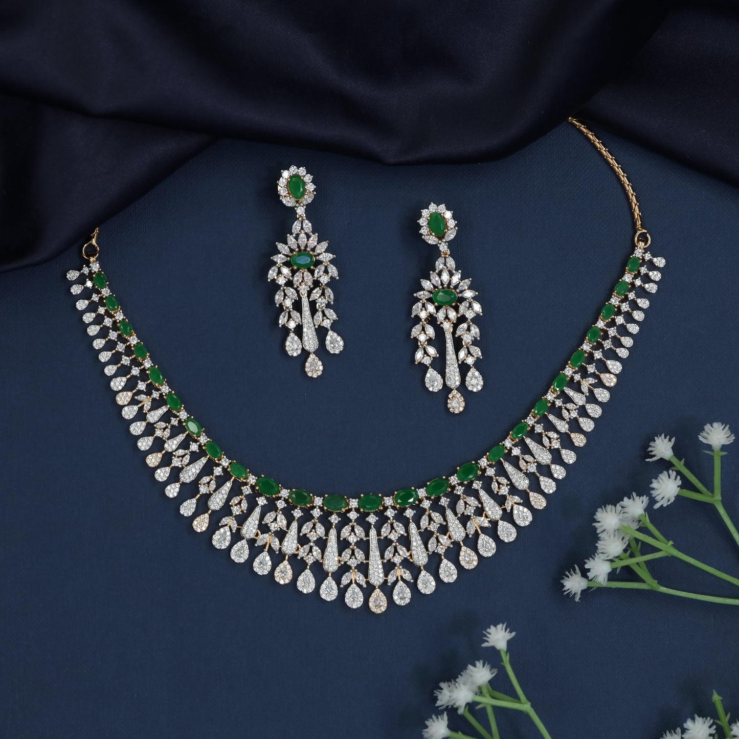 Crystal Fringe Necklace with Graduated Drop Accents