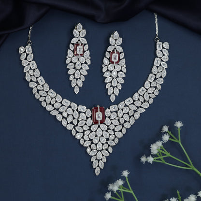 Bridal Edit Rhodium Necklace with Marquise Cascade Design