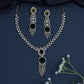 Contemporary Rhodium Necklace with Sunburst Drop Pendant