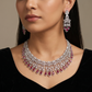 Floral Medallion Necklace with Cascading Drop Accents