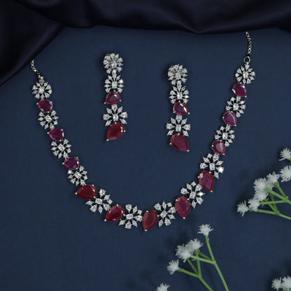 Contemporary Floral Necklace with Graduated Drop Design