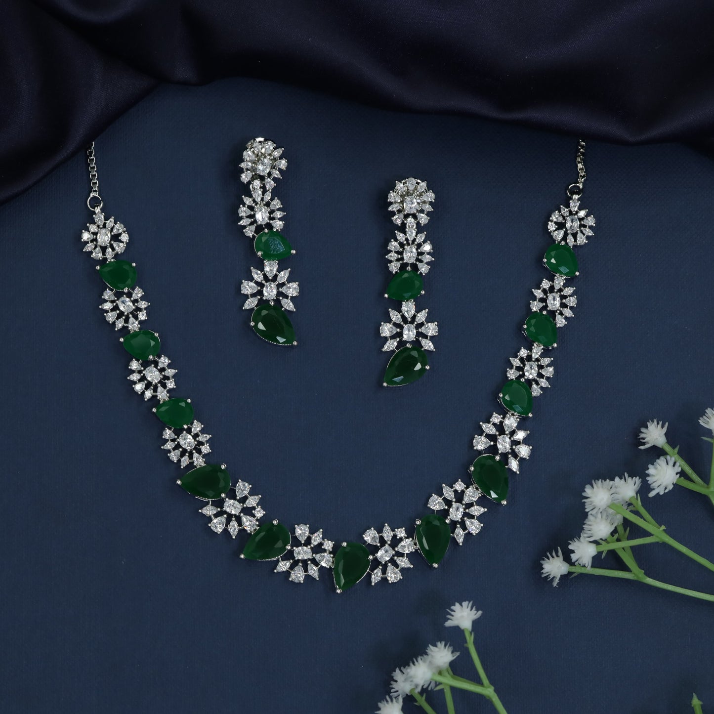 Contemporary Floral Necklace with Graduated Drop Design