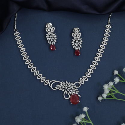 Floral Swirl Necklace with Statement Drop Accent