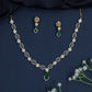 Rhodium necklace with marquise link chain and pendant drop