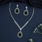 Rhodium necklace with graceful collar profile and teardrop pendant
