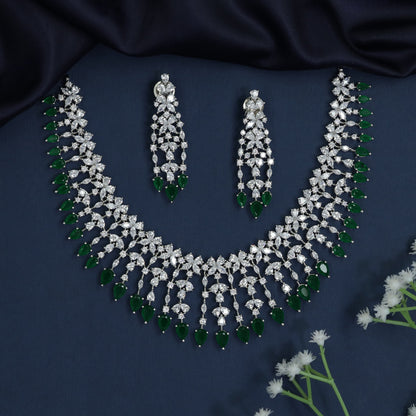 Statement rhodium necklace with articulated fringe detailing