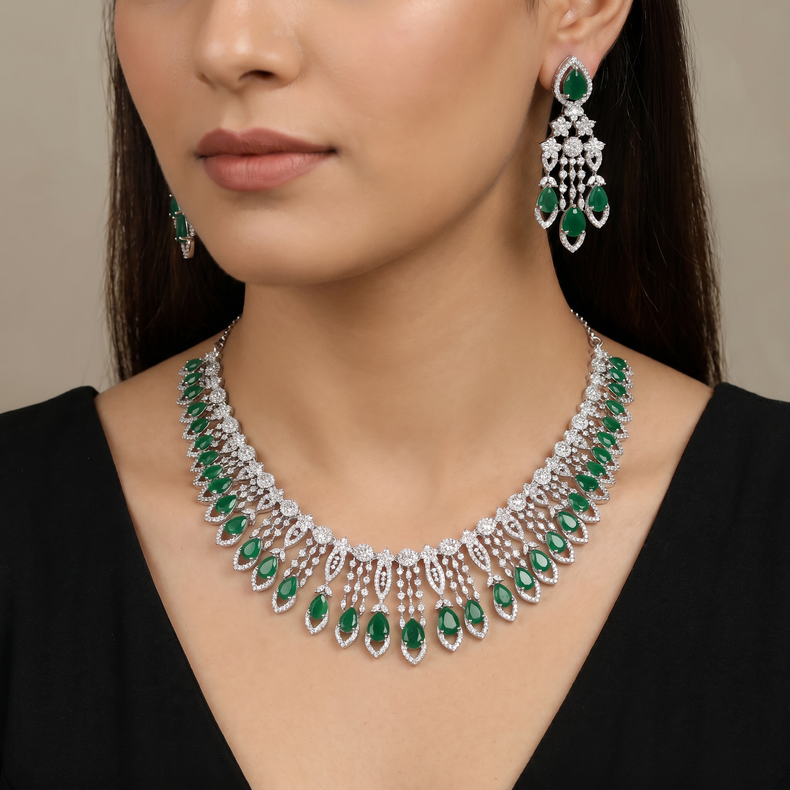 Statement necklace with marquise drop silhouette