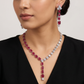 Scalloped station link necklace with drop centerpiece