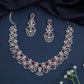 Rhodium Medallion Necklace Set with Crescent Festoons