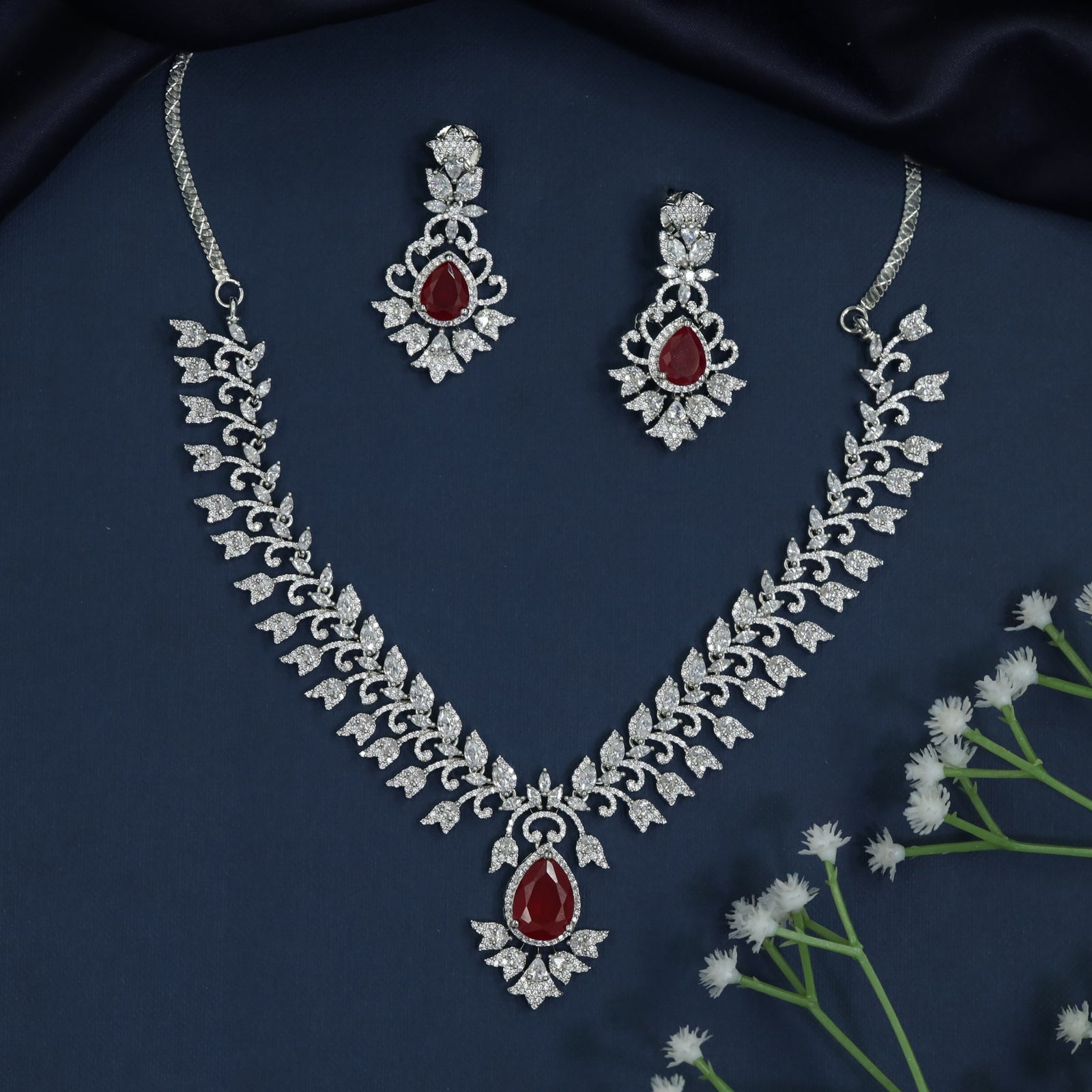 Heritage Laurel Rhodium Necklace with Medallion Centerpiece
