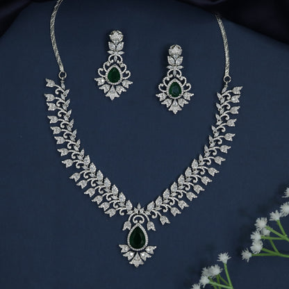 Heritage Laurel Rhodium Necklace with Medallion Centerpiece