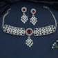 Rhodium Choker with Sculpted Rosette Links and Pendant Cascade