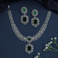Rosette Crest Rhodium Necklace with Ornate Medallion Centerpiece