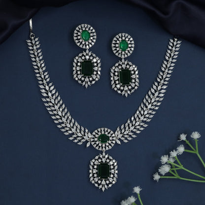 Rosette Crest Rhodium Necklace with Ornate Medallion Centerpiece