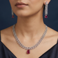 Rhodium Necklace with Chevron Trail Silhouette and Statement Drop