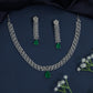 Rhodium Necklace with Chevron Trail Silhouette and Statement Drop