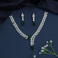 Contemporary Y-Drop Rhodium Necklace with Wheat Link Styling