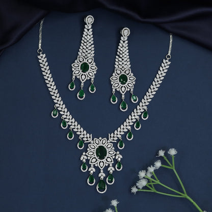 Chevron Trail Rhodium Necklace with Cascading Charm Fringe