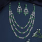 Triple Strand Rhodium Necklace with Floral Spacer Detailing