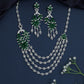 Rhodium Necklace with Floral Medallion Accents and Cascading Chains
