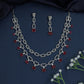 Double Chain Rhodium Necklace with Charm Drop Border