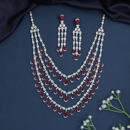 Triple drape pear drop necklace for weddings and grand occasions