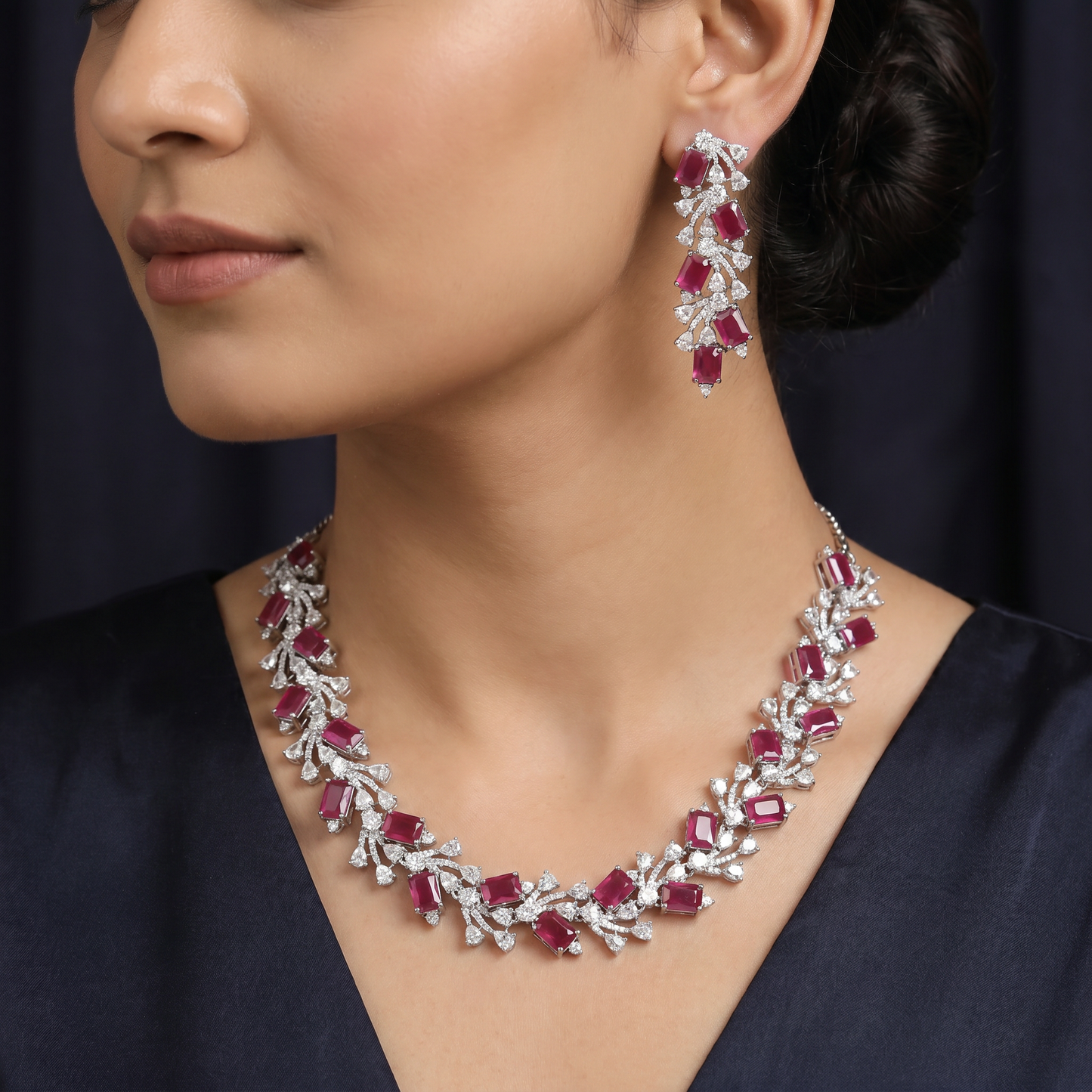 Botanical vine necklace with rectangular station detailing