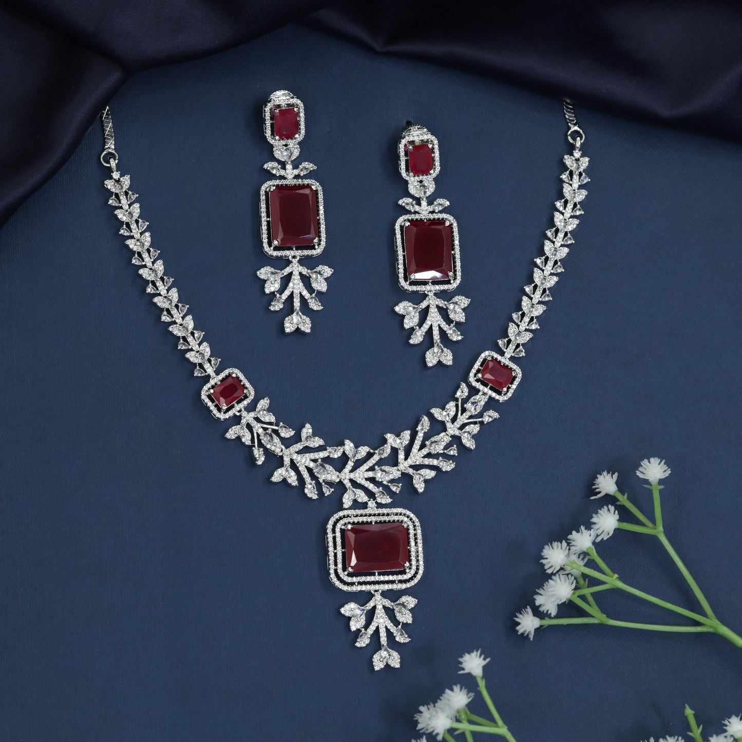 Designer inspired necklace with rectangular station accents