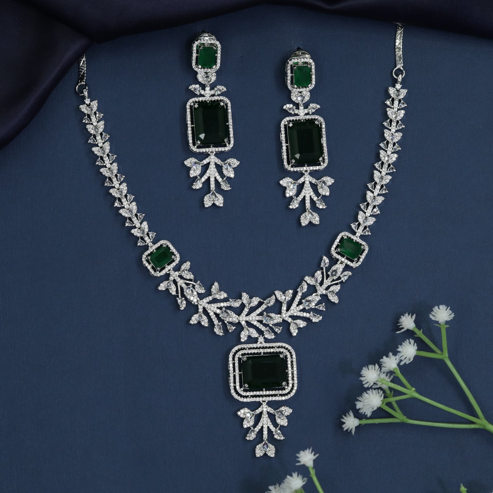 Designer inspired necklace with rectangular station accents