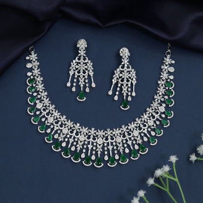 Grand occasion necklace with blossom fringe silhouette