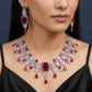 Rectangular link necklace with cascading side panels