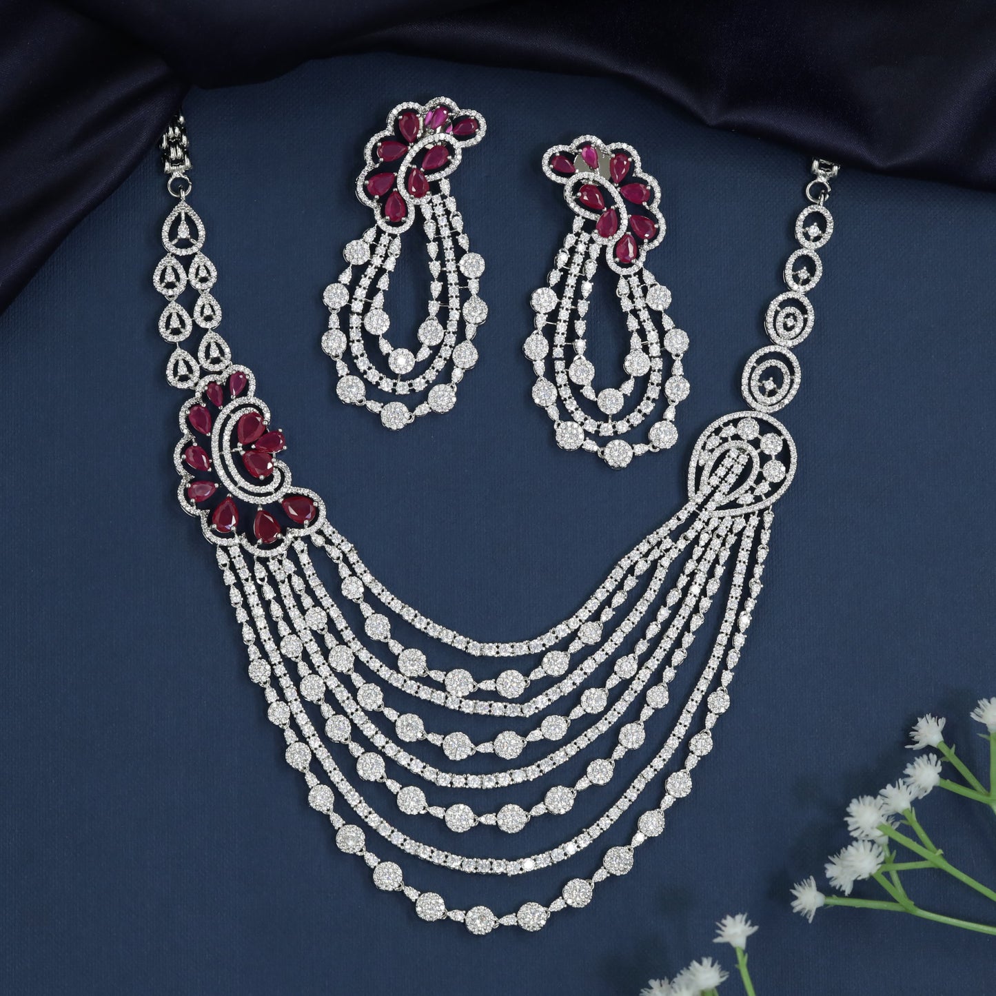 Designer inspired necklace with scroll frame connectors
