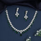 Pear drop fringe necklace with scalloped station design