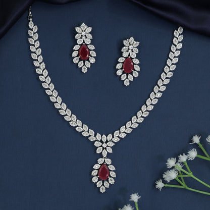 Leaf trail necklace with pendant drop focal design