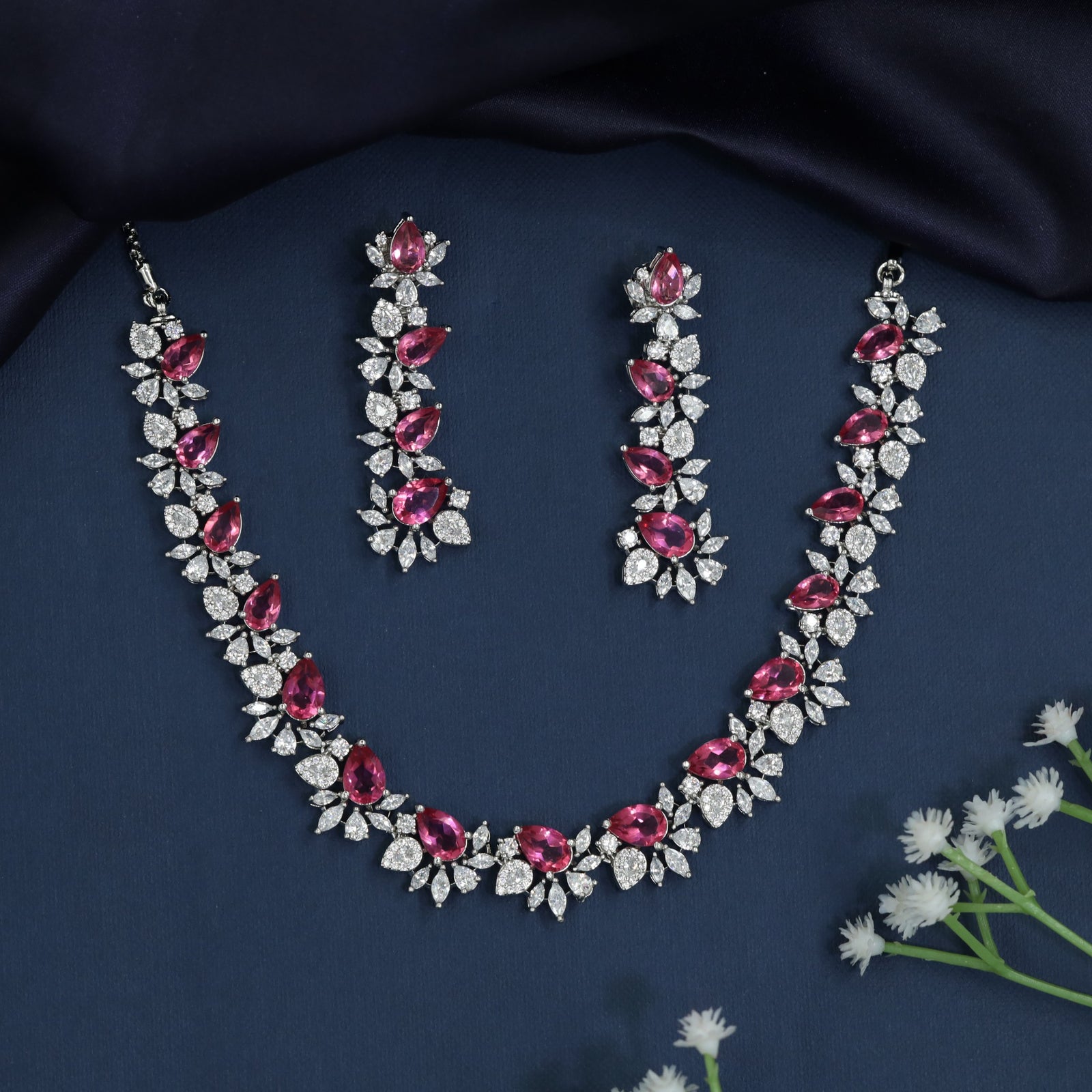 Palace collection necklace with petal halo arrangement