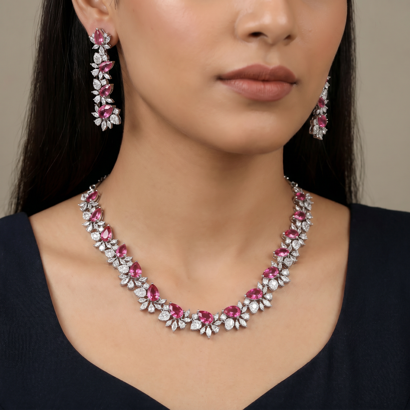 Palace collection necklace with petal halo arrangement