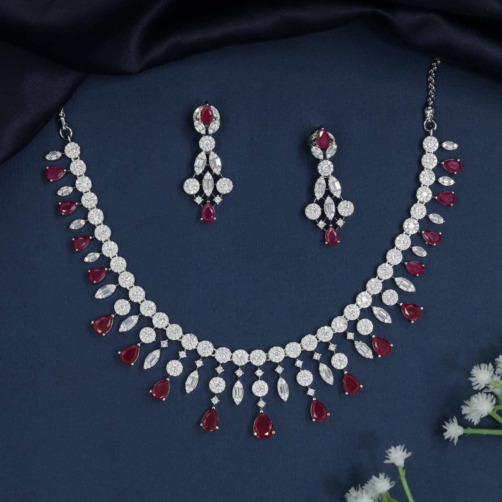 Scalloped station necklace with drop fringe detailing