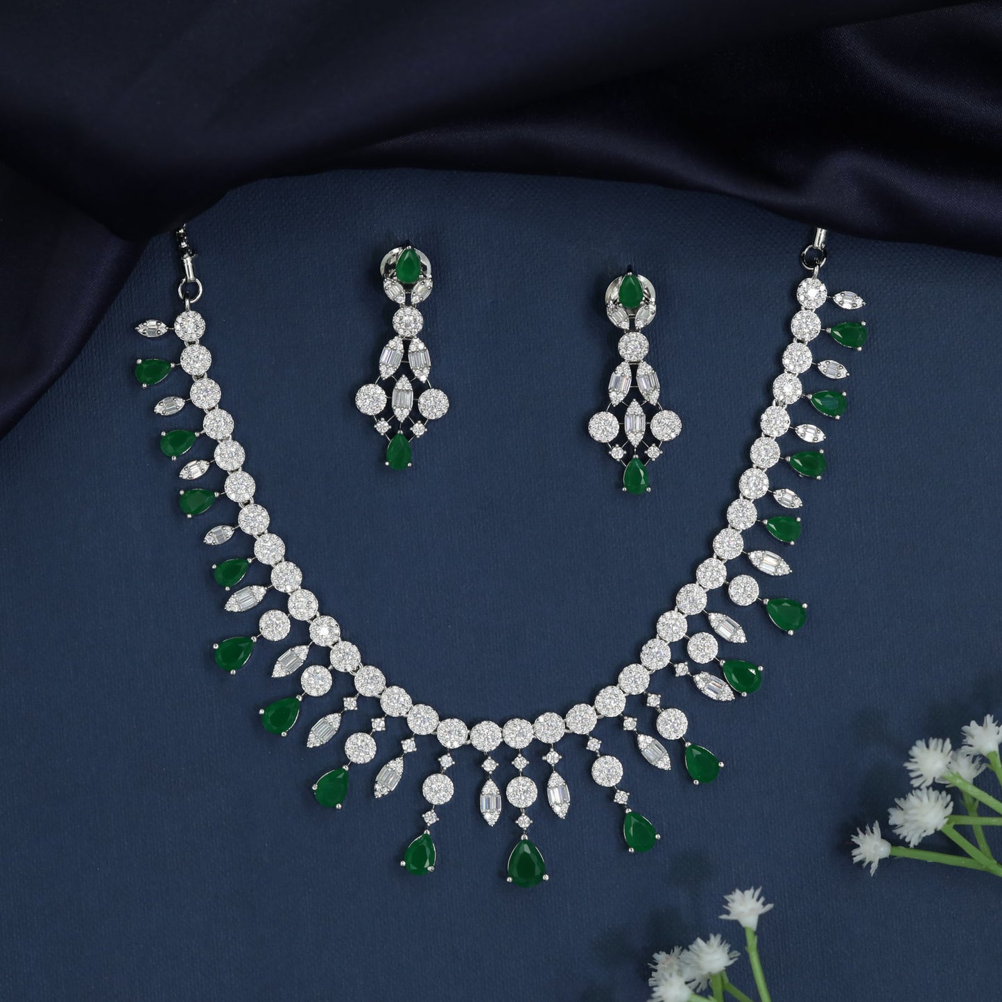 Scalloped station necklace with drop fringe detailing