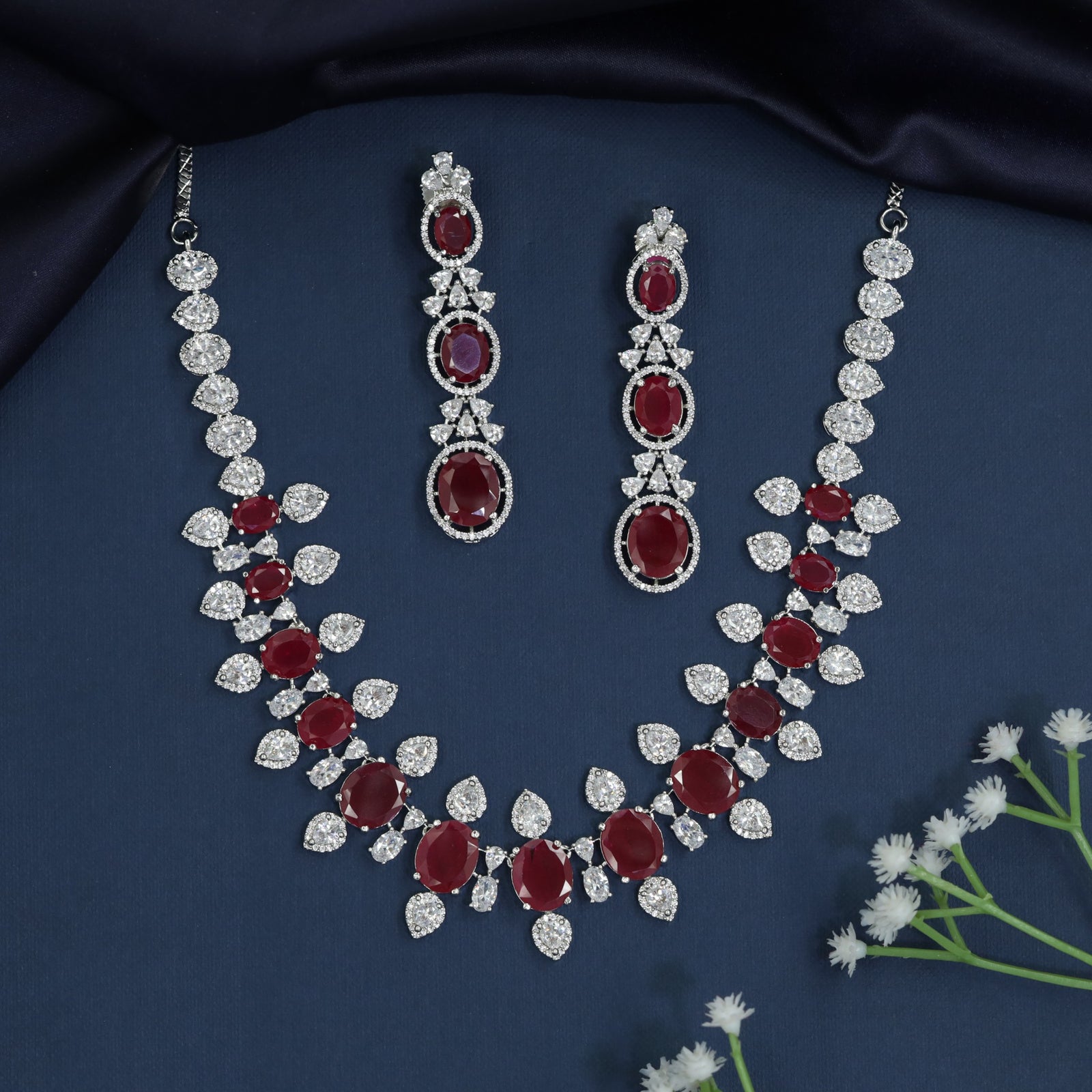 Prism Frame Oval Drop Statement Necklace with Dewdrop Fringe Detailing