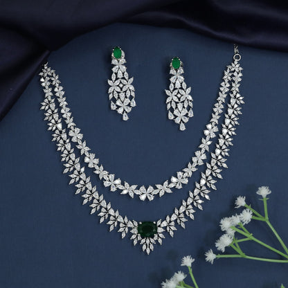 Necklace with Radiant Blossom Formation and Layered Styling